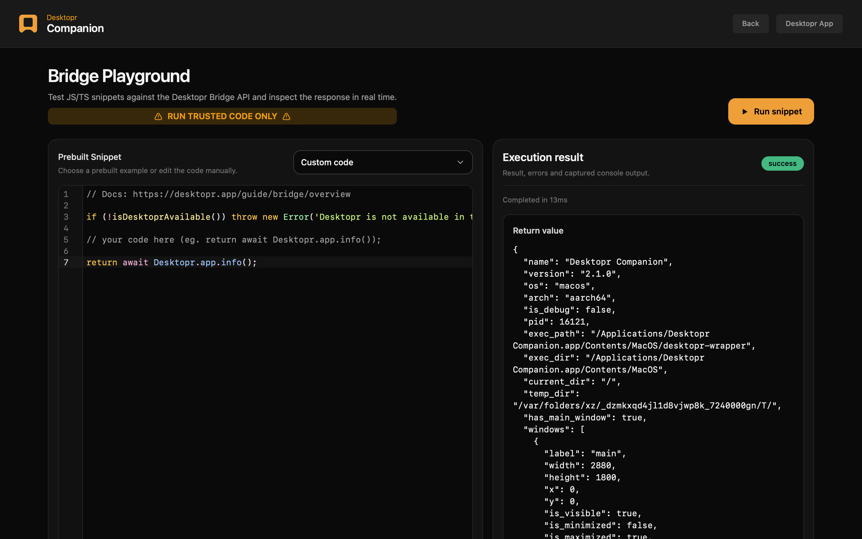 Desktopr Companion Playground
